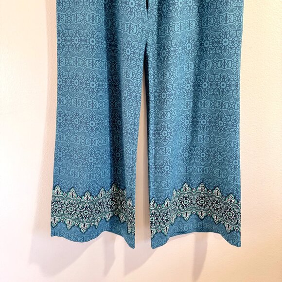 NEW Prana Pants Isadora Size M Medium Palazzo Mosaic Blue Wide Leg Boho Pull On - Picture 4 of 10
